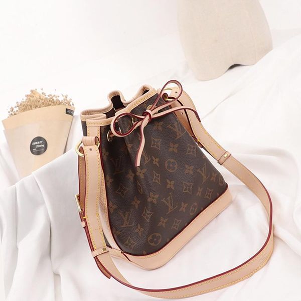 

new drop ship women luxury designer simple style shoulder bags lady leather bucket bag handbag drawstring shoulder bag bucket crossbody bag