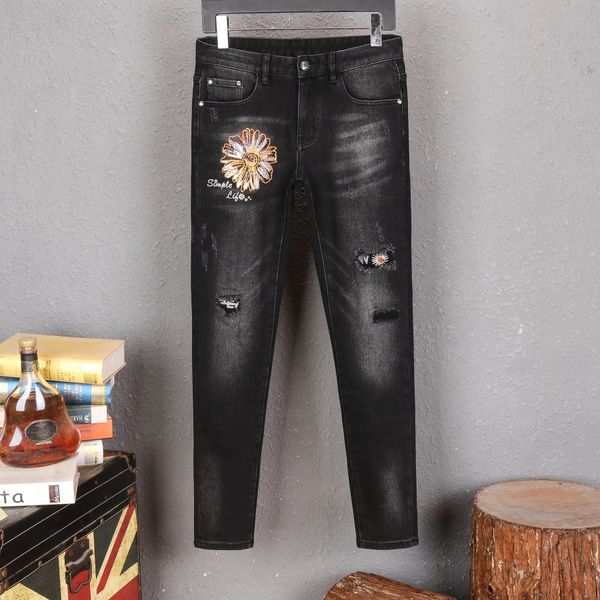 

2020 trend summer men's new denim shorts fashion men's denim jeans slim straight leg pants trend jeans designer pants, Blue