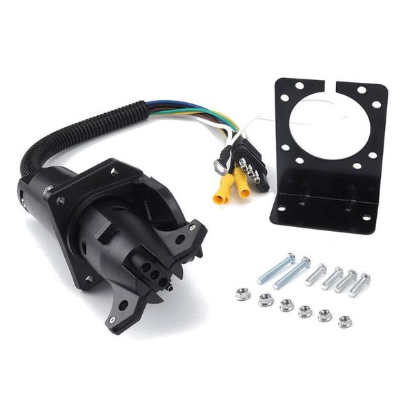 

car 4 flat truck to 7 way round trailer light adapter reverse plug with mounting bracket car accessories