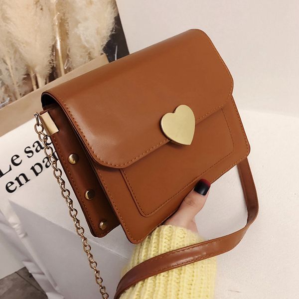 

summer fashion women shoulder bag chain strap flap heart designer handbags ladies solid metal buckle messenger crossbody bags