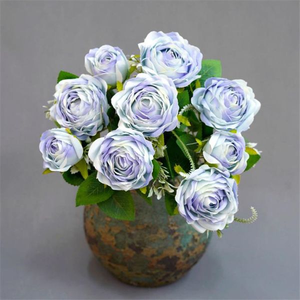 Gefälschte Melaleuca-Rose (9 Köpfe/Bündel), 46 cm Länge, künstliche Frühlingsrosen für Zuhause, Hochzeit, dekorative Kunstblume
