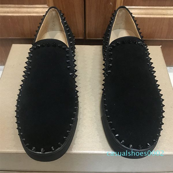 

2020 men leisure shoes leather rivets flat comfortable male loafers outdoor party walking cool men shoes c02, Black