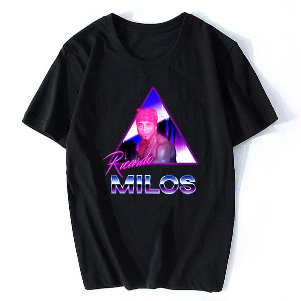 

ricardo milos aesthetic vaporwave vintage summer men t-shirt harajuku streetwear cotton camisetas hombre men funny t shirt, White;black