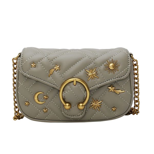

shoulder bags crossbody handbag for women 2019 rhombus lattice gold chain star moon messenger bag pu metal button lady