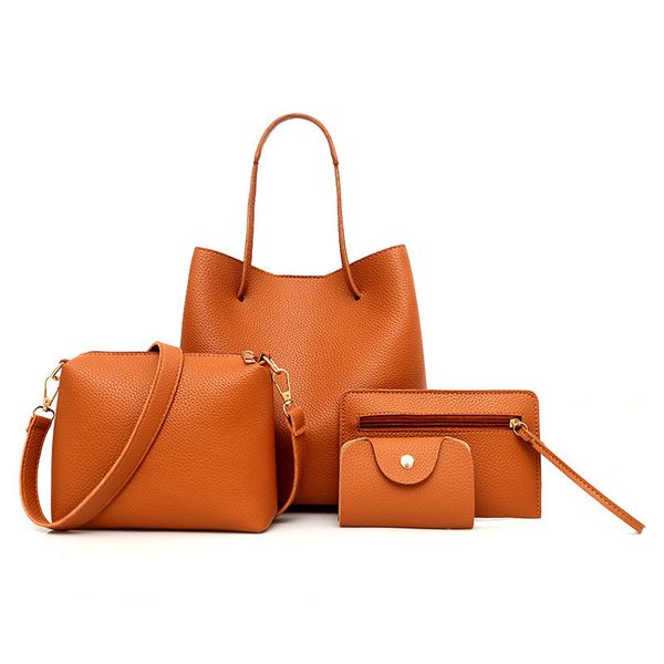 

2020 bag female 4-piece set autumn winter shoulder bag leather messenger retro travel purses and handbags women