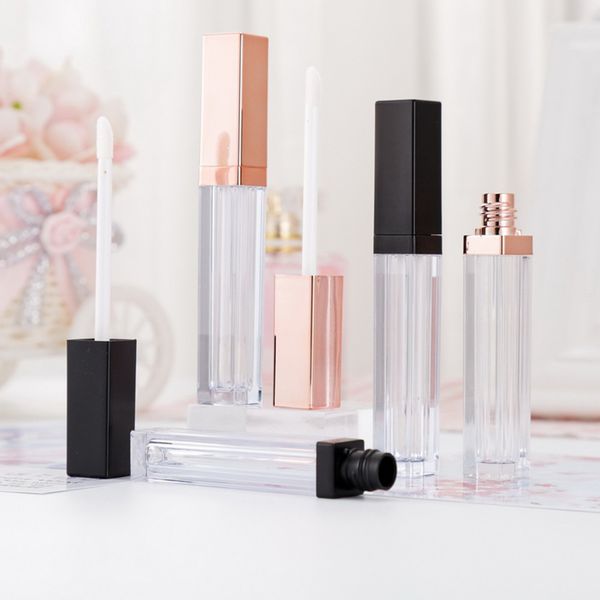 

5ml rose gold lip gloss tubes diy cosmetic container refillable bottles liquid lipstick storage bottle empty square lip glosses plastic