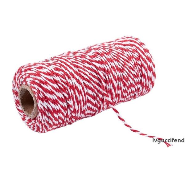 

promotion 100m/roll 1.5-2mm cotton twine stripe line for wedding party favour gift craft package supplies(red white