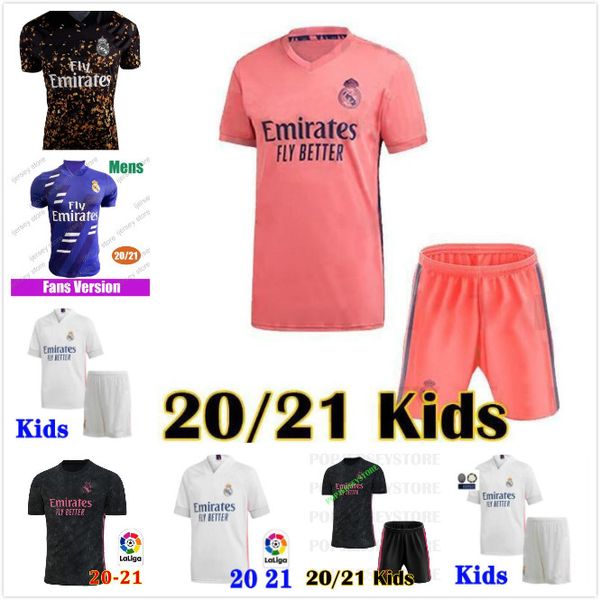 

real madrid jerseys 20 21 hazard sergio ramos soccer jersey benzema vinicius camiseta football jersey shirt uniforms men kids kit 2020 2021, Black;yellow