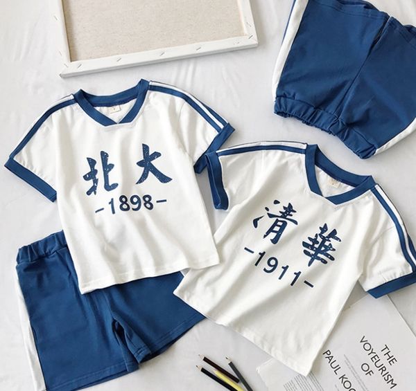 

pwgbj интернет-знаменитости ins детский с коротким рукавом футболки пекинский университет цинхуа детсад спортивной xueba хлопка спортивная ш