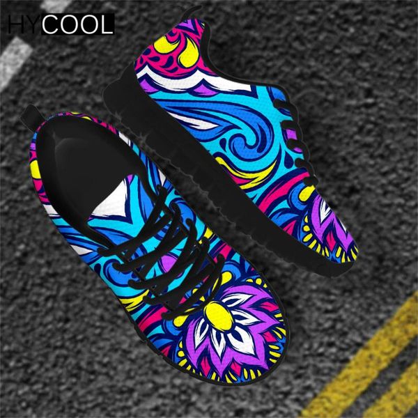 

hycool new arrival brands sports shoes for tennis female colorful paisley mandala print comfort lace up women running sneakers