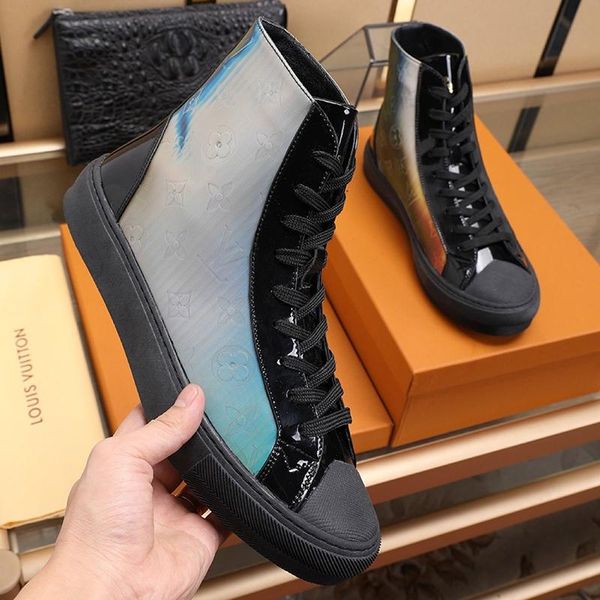 

new arrival tattoo sneaker boot mens shoes lightweight footwears high lace -up sports casual men boots fashion classic style sneakers, Black