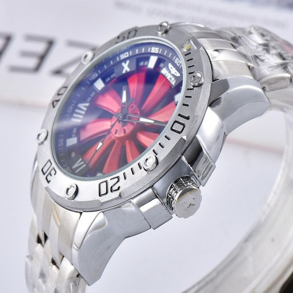 

2020 very large rotating dial super men's quartz watch personalized rotating dial steel belt stainless steel band, Slivery;brown