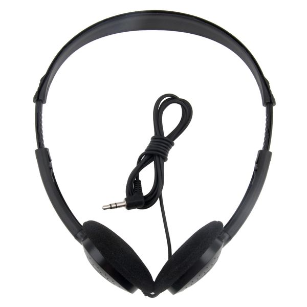 

50pcs/lot black wired headphone stereo music noise cancelling headset without mic for computer mobile cell phone ing