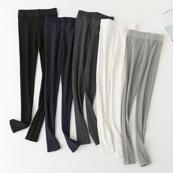 

women black grey leggings skinny pants kawaii cute rib legins girls comfort cotton spandex stretch legging ladies leggings wk033