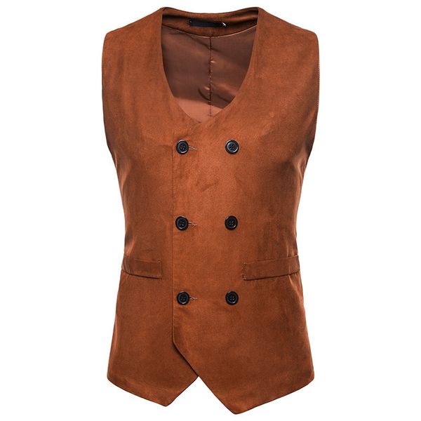 

mens new suede v-neck double-breasted suit vest m40, White;black