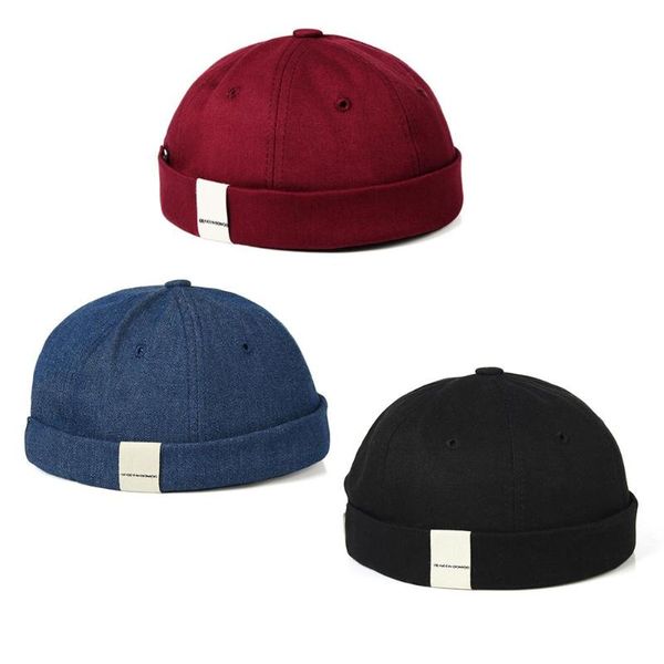 

hip hop brimless solid color skullcap beanie hat cotton sun cap, Blue;gray