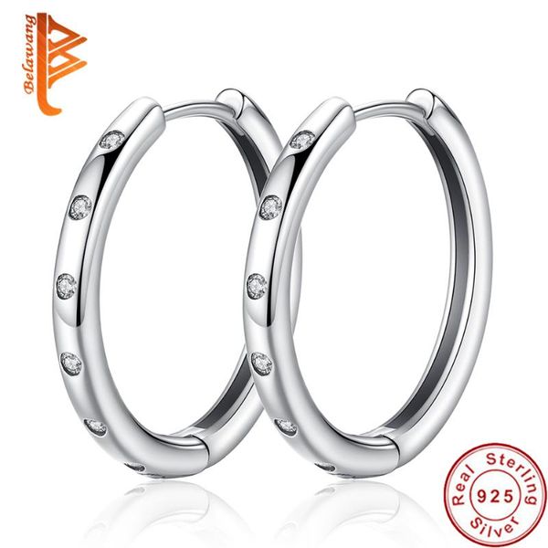 

belawang fashion 925 sterling silver circle round hoop earrings for women girls cz crystal teardrop earrings wedding jewelry, Golden