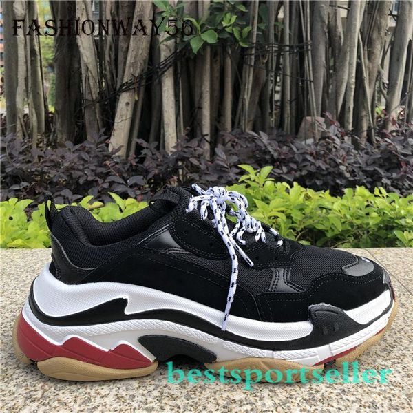 

triple s casual shoes black white red thick-soled flat shoes paris platform old dad tennis height increasing sneaker yb32