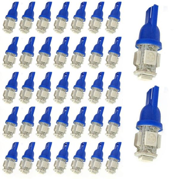 

pack of 50pcs car motor wedge blue 6000k t10 168 194 led light 5 smd 5050 t10 bulbs for car interior dome map door courtesy license plate l