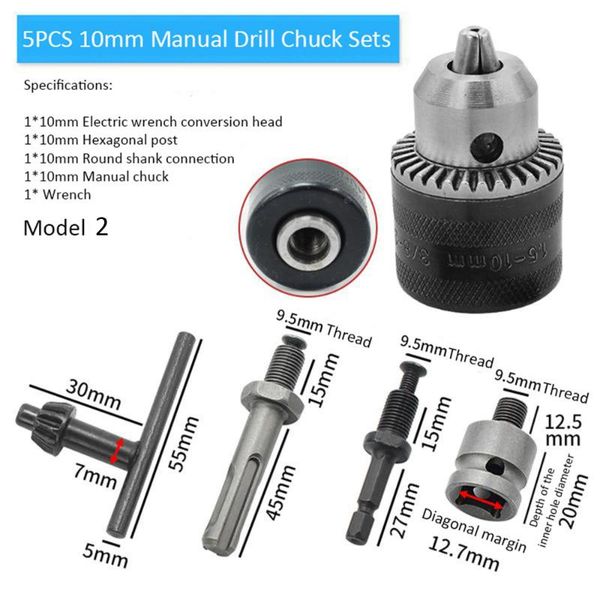 

new 5pc drill chuck sets square handle round handle post electric hammer accessories impact drill electric wrench conversion