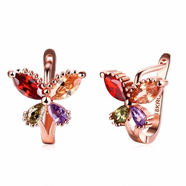 

cute butterfly multicolor cz rose gold color small round loop huggies hoop earring for women kids baby children aros, Golden