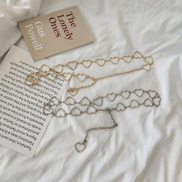 

fashion clothes belt women grils metal leaves heart chain belt chain gold narrow metal chain chunky fringes belt hip 110cm, Black;brown