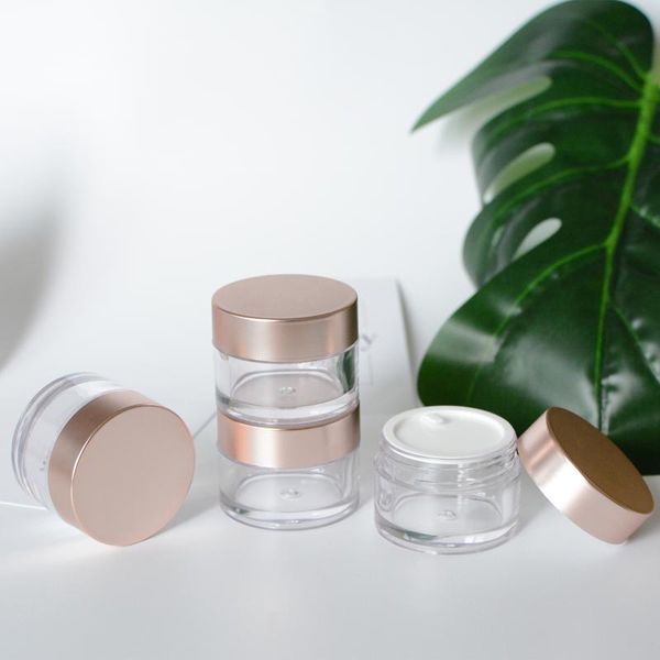 

5/200pcs 15g rose gold empty cream jar container,plastic ps cosmetic container packaging, makeup face travel bottles, diy beauty