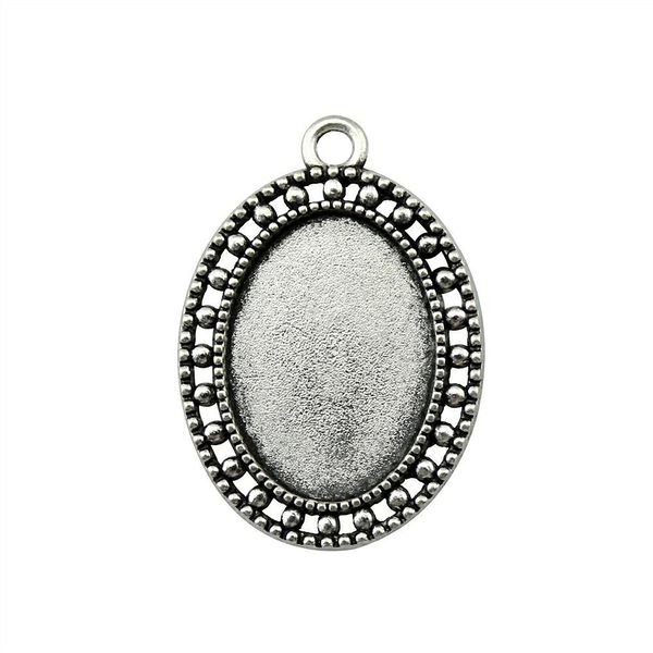 

15 pieces cabochon cameo base tray bezel blank jewelry making supplies round bead single side inner size 18x25mm oval glass cabochons, Slivery;crystal