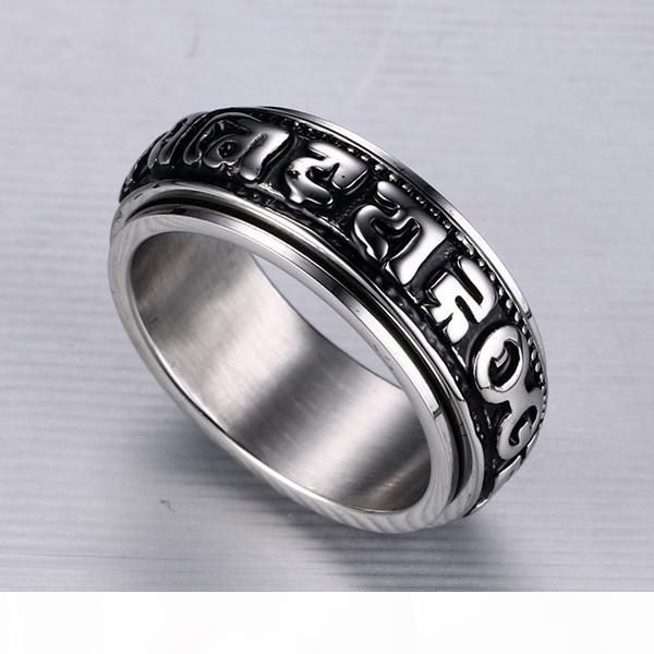 

316l stainless steel high polished revolvable punk rings hipster necessary jewelry for men bijoux party accessories silver black size 7-11