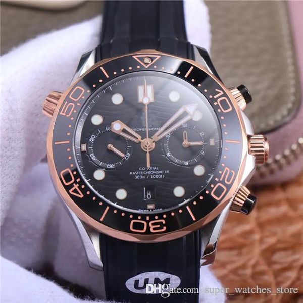 

um montre de luxe 44mm 9901 timepiece movement 904l steel watch case natural imported rubber strap automatic mechanical watches, Slivery;brown