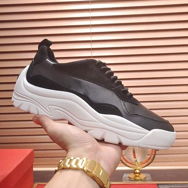 

fashion classic gumboy calfskin sneaker men 's shoes zapatos de lujo para hombre outdoor walking lace -up breathable low men casua, Black