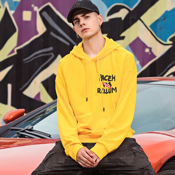 

men's hoodies & sweatshirts mens style hooded pullover men european and american fashion loose printed letter jacket, Black