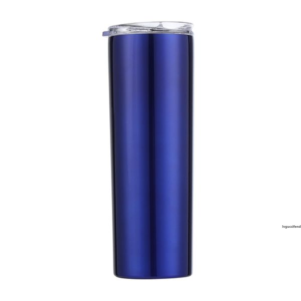 

20oz stainless steel skinny tumbler vacuum insulated skinny cups straight cup beer coffee mug glasses with lids and clear straw in stock a06