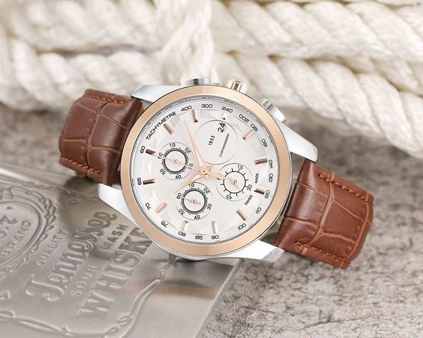 

2020 six stitches luxury mens watches all dial work quartz watch designer watches ts 1853 brand black leather strap mens fashion accessories, Slivery;brown