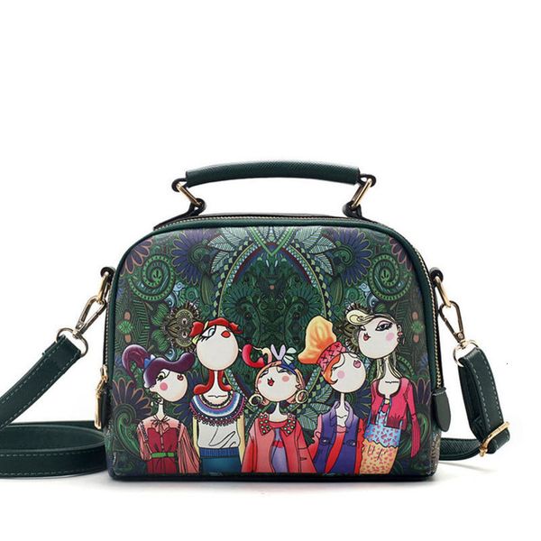 

yqyder 2020 designer brand pu leather ladies green cartoon handbag shoulder bag female handbag