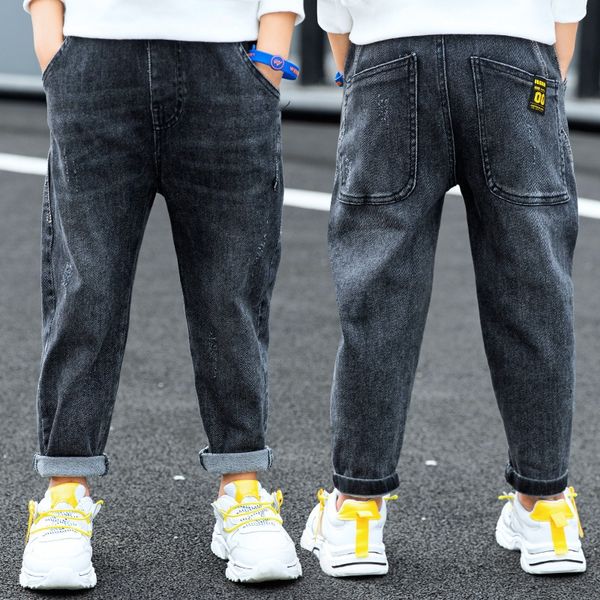 

jeans autumn jeans children's crawler 2020 new medium and large children's pants boys korean slim light color pants, Blue
