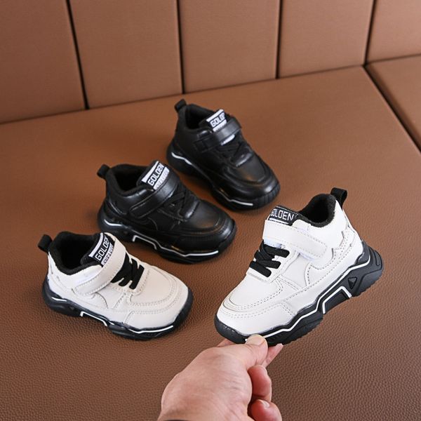 

girls baby sports ' sports 2019 new fashion children's shoes korean boys' velvet two cotton baby shoes fashion, Black