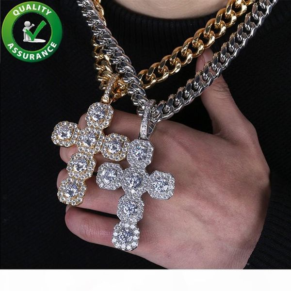 

hip hop jewelry designer necklace mens iced out pendant luxury bling cuban link chains diamond cross necklaces gold silver rapper charms
