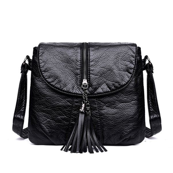 

высокого качество мягкой мытый искусственной кожи plain женщина кисточка сумка lady сумка на ремне малых женская черная сумочка мода