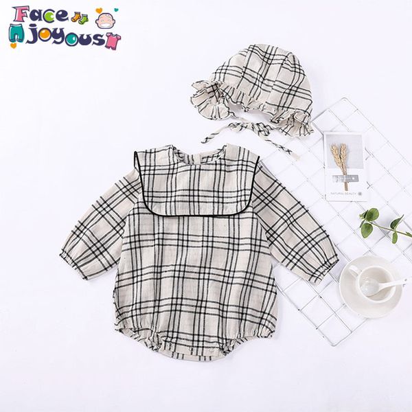 

new baby plaid romper hooded 0 2t baby girl clothes rompers 100%cotton newborn baby clothes hundred days clothes romper, Blue