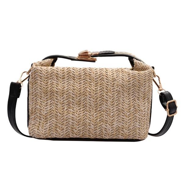 

mini portable beach messenger casual outdoor travel straw woven rectangle women shoulder bag fashion purse crossbody handbag