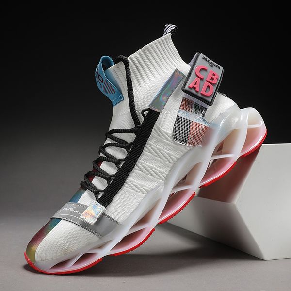 

trend mesh breathable sneakers blade men running shoes casual male lace-up outdoor sport shoes men comfortable wear resistant, Black