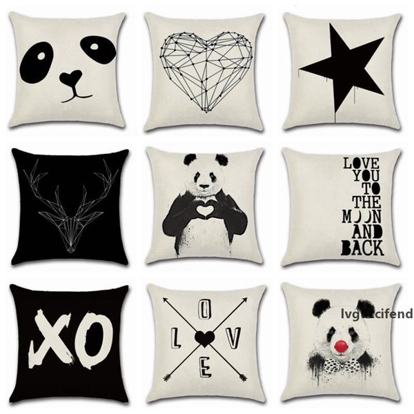 

pillow covers panda printed throw pillow case geometry pattern cushion covers home decorative pillowcase black and white 14 styles yw1114