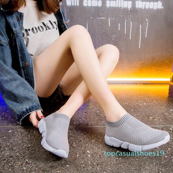 

for breathable summer women socks stretch sneakers slip on sport shoes light ladies jogging flats footwear chaussures z11-06 t19, Black