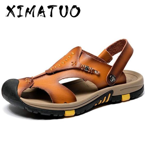 

summer sandals men leather classic roman sandals 2020 slipper outdoor sneaker beach flip flops men water trekking, Black