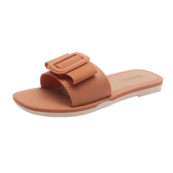 

2020 new women's shoes korean square buckle fashion wild word slippers beach shoes non-slip net red, Black