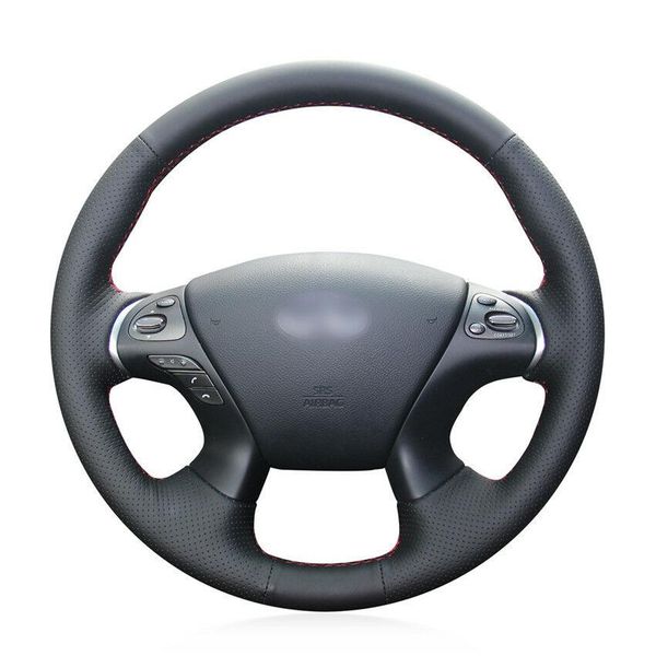 

for infiniti jx35 q70 qx60 car steering wheel cover hand-stitched black leather