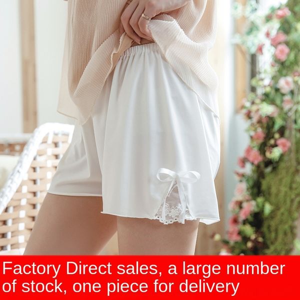 

ice silk anti-exposure women's summer thin large size lace can wear tight safety pants safety pants outside leggings loose shorts, Black