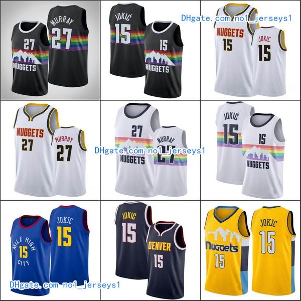 

denver nuggets men nikola jokic jamal murray nba 2020 basketball jersey, Black