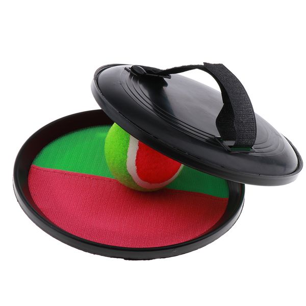 

toss & catch ball game set with 2 disc paddles and 1 ball, both great for indoor or outdoor playing - pink and green